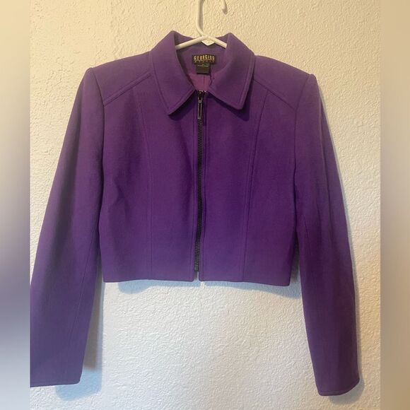 Georgiou studios Jackets & Blazers - Vintage Georgiou Studio wool blend cropped purple blazer sz 4